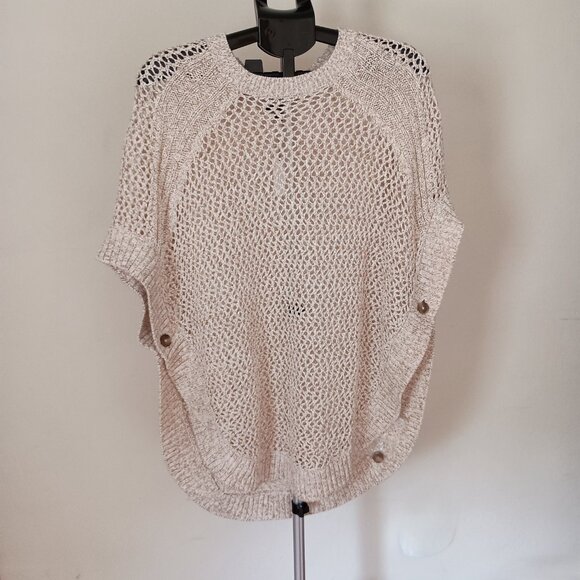 TALBOT’S Open Knit Tan Oversized Poncho Women’s Size XS NWT - Picture 14 of 14